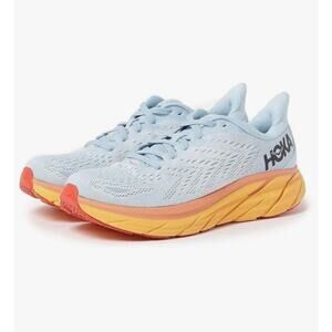 Hoka Clifton 8 Blue and Orange Tennis Shoes 8.5B Running Sneakers